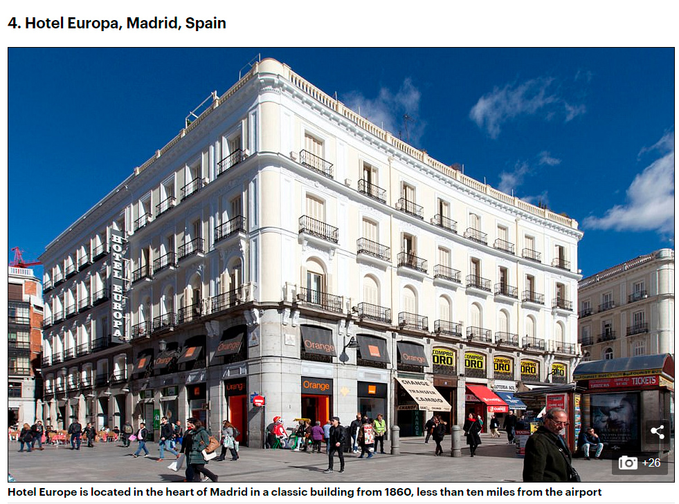 Hotel Europa Madrid, hotel más reservado de España